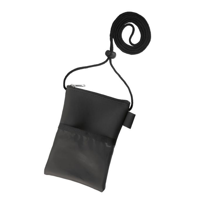 Black Nylon 3-Pocket Credential Wallet Holder w/ Neck Cord 