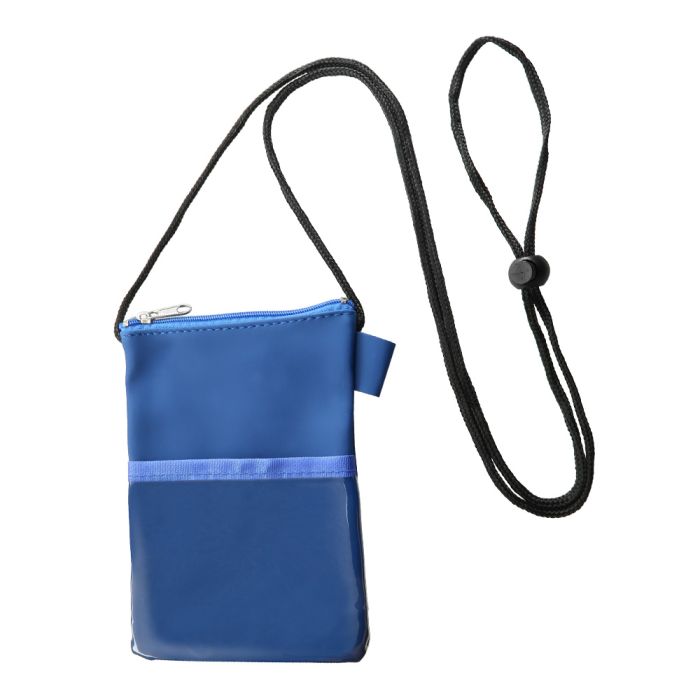 Blue Nylon 3-Pocket Credential Wallet Holder w/ Neck Cord 