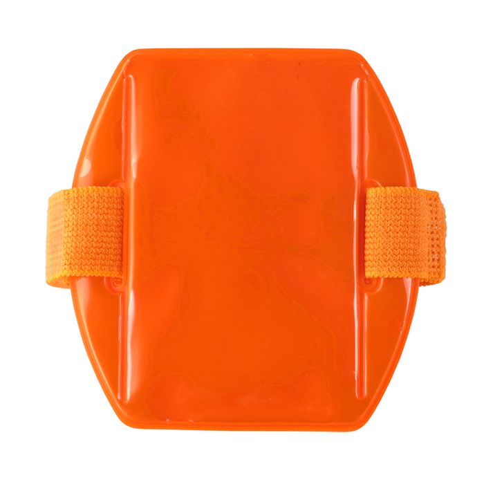 Arm Band - Vertical - Reflective Orange Vinyl Badge Holder with Orange Strap 