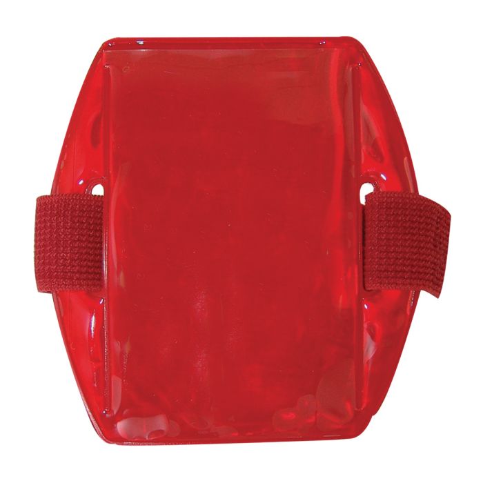 Arm Band - Vertical - Reflective Red Vinyl Badge Holder with Red Strap 