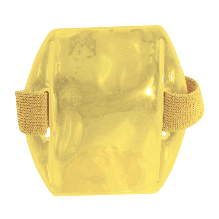 Arm Band - Vertical - Reflective Yellow Vinyl Badge Holder with Yellow Strap 