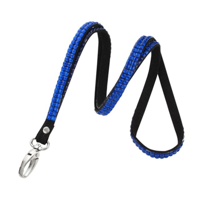 3/8'' Blue Rhinestone Non-Breakaway Lanyard w/ Lobster Claw Attachment 