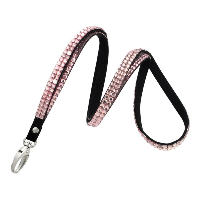 3/8'' Pink Rhinestone Non-Breakaway Lanyard w/ Lobster Claw Attachment 