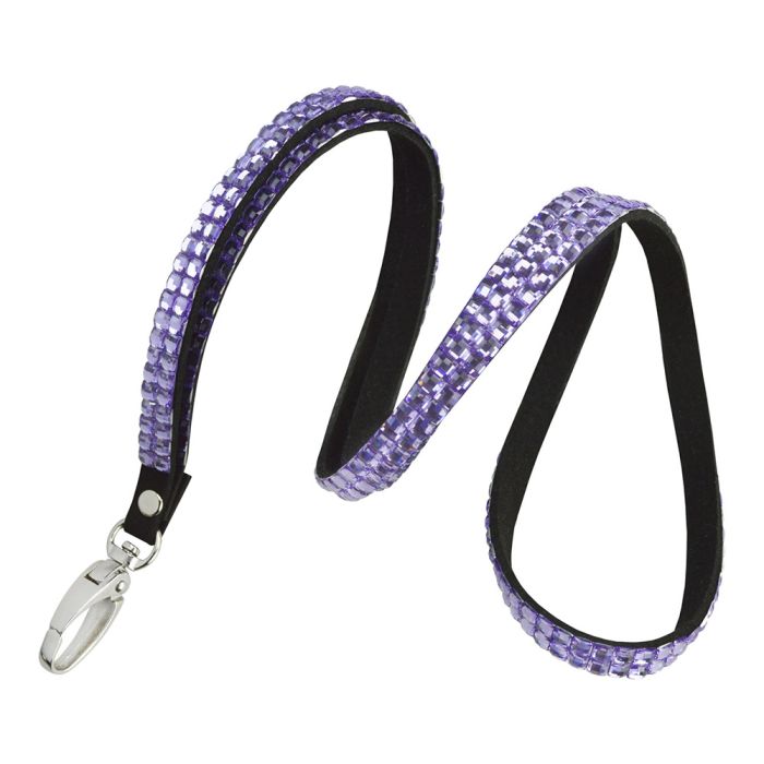 3/8'' Purple Rhinestone Non-Breakaway Lanyard w/ Lobster Claw Attachment 