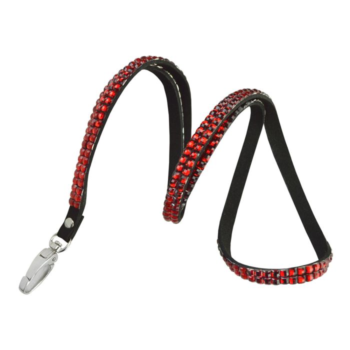 3/8'' Red Rhinestone Non-Breakaway Lanyard w/ Lobster Claw Attachment 