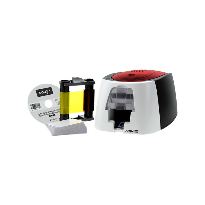 Evolis Badgy200 ID Card Printer with Supplies - Single-Sided