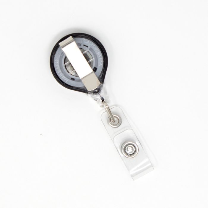 Mini Black Round 1'' Badge Reels w/ Belt Clip - Color Strap 