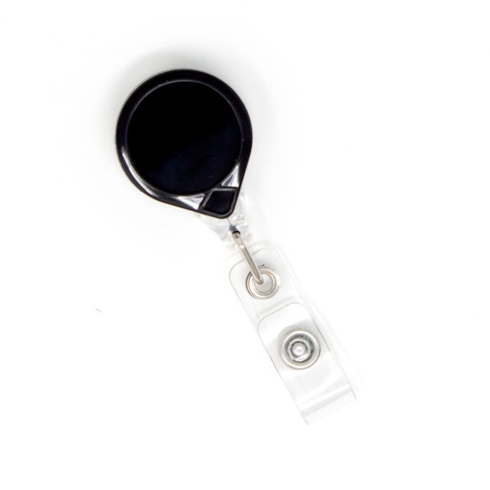 Mini Black Round 1'' Badge Reels w/ Belt Clip - Color Strap 