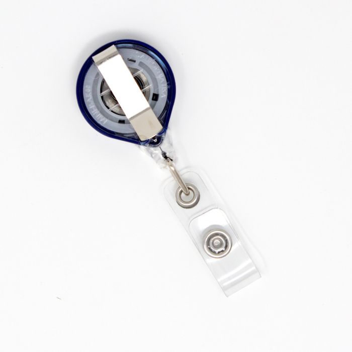 Mini Royal Blue Round 1'' Badge Reels w/ Belt Clip - Color Strap 