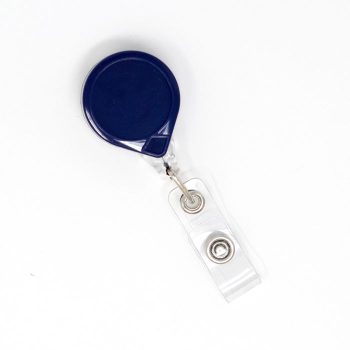 Mini Royal Blue Round 1'' Badge Reels w/ Belt Clip - Color Strap 