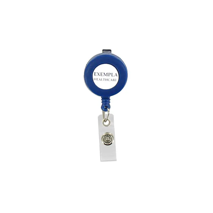 Custom Round Badge Reels - 1.25'' - Belt Clip - Clear Strap - Custom