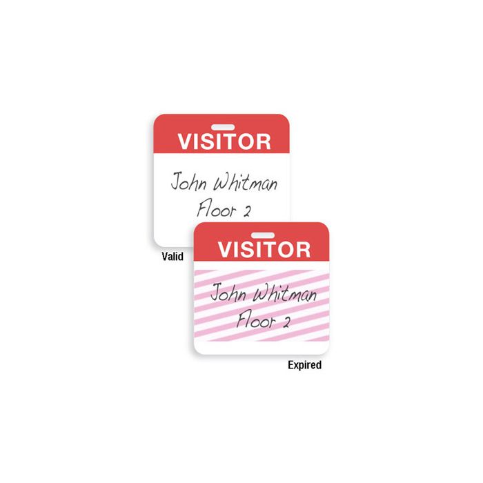 TIMEbadge 02014 Clip-on ONEstep Handwritten Expiring Visitor Badge - One Day - Qty. 1,000