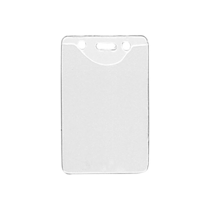 Texturized Clear Vinyl Vertical Badge Holder w/ Slot & Chain Holes 