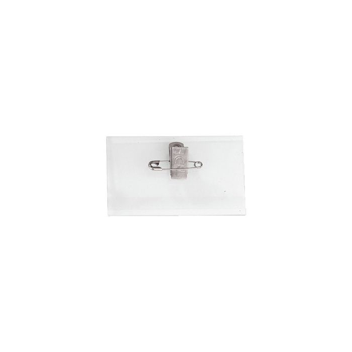  Clear Name Tag Holder w/ Pin & Clip - Horizontal