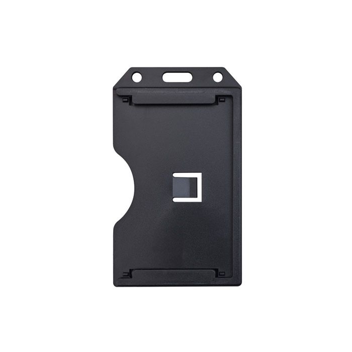 Black Rigid Plastic Badge Holder - Vertical - 2-Sided Multi-Card Holder 