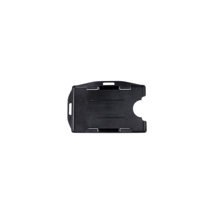Black Rigid Plastic Horizontal & Vertical Open Face 2-Card Badge Holder 