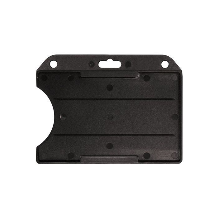 Black Semi-Rigid Plastic Badge Holder - Horizontal - Open-Face  