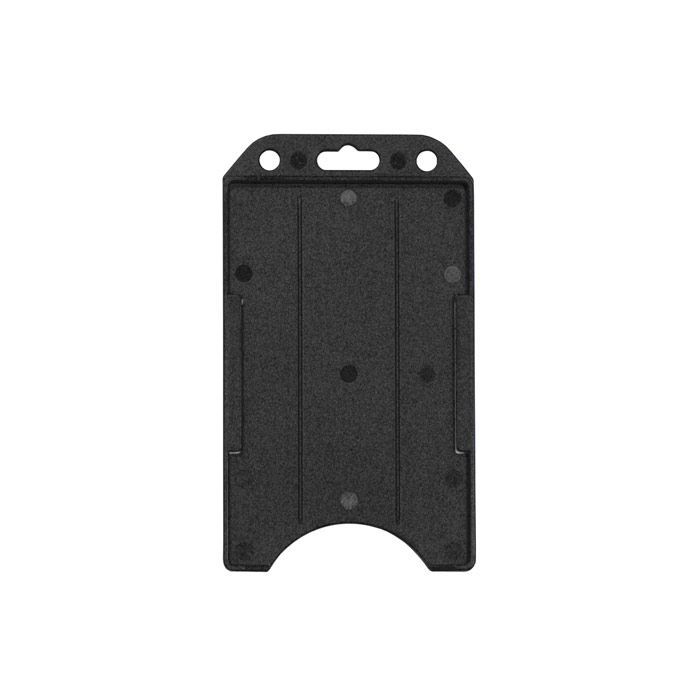 Black Semi-Rigid Plastic Badge Holder - Vertical - Open-Face 