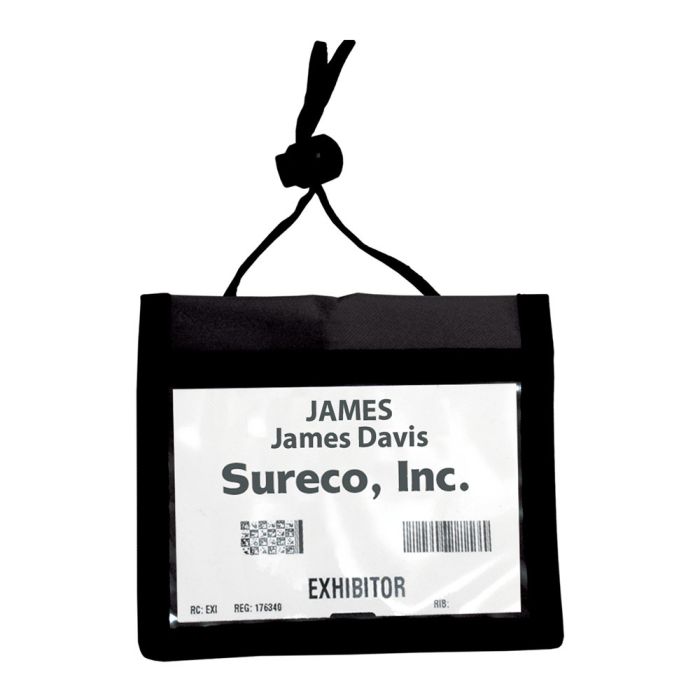 Black Multi-Pocket Convention Wallet Holder w/ Neck Cord 