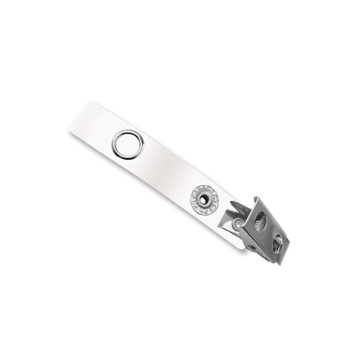2.75'' White Vinyl 2-Hole Badge Clip 