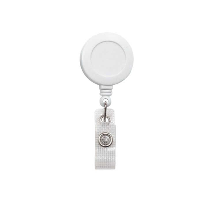 Round Badge Reels - White - Belt Clip - Durable Strap 