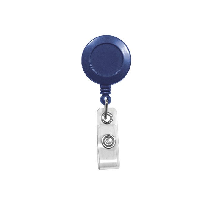 Round Badge Reels - Blue - Belt Clip - Clear Strap 