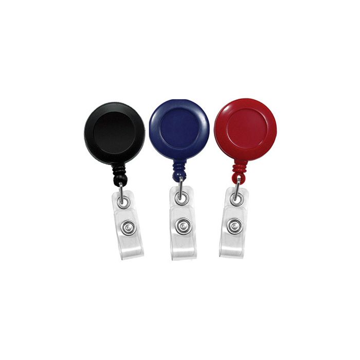 Round Badge Reels - 1.25'' - Belt Clip - Clear Strap 