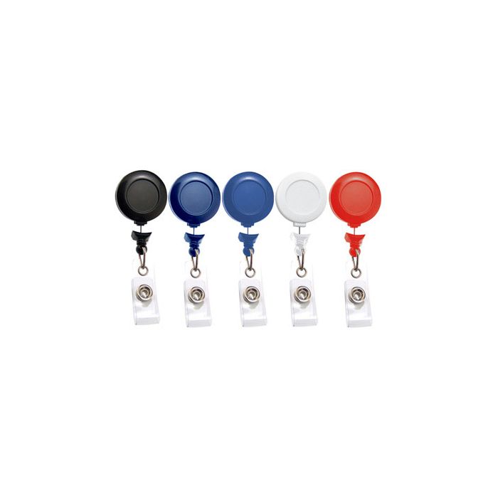 No-Twist Round Badge Reels - 1.25'' - Belt Clip - Clear Strap 