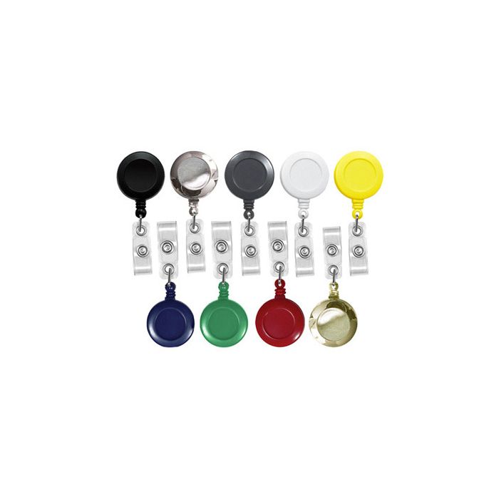 Round Badge Reels - 1.25'' - Belt Clip - Clear Strap 
