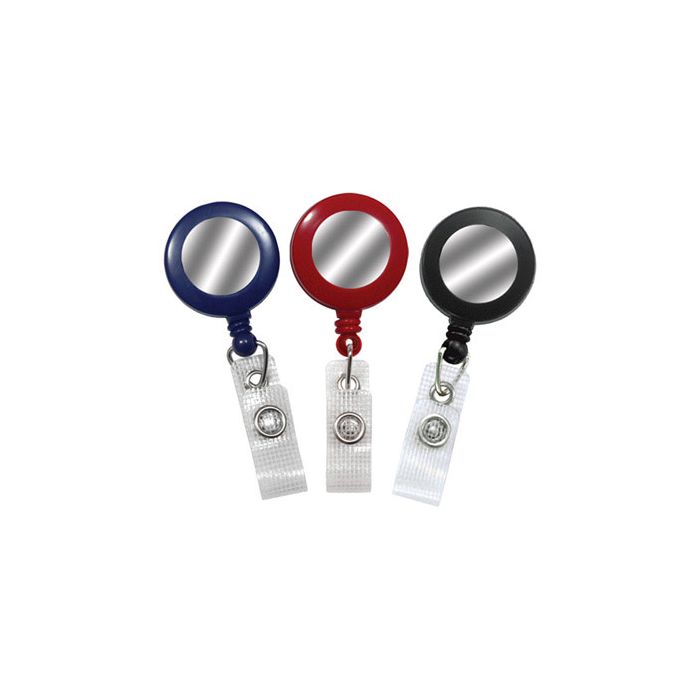 Round Badge Reels w/ Silver Sticker - 1.25'' - Belt Clip - Durable Strap 