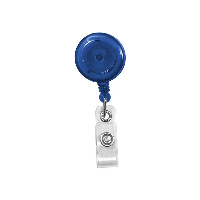 Translucent Badge Reels - Blue - Belt Clip - Clear Strap 