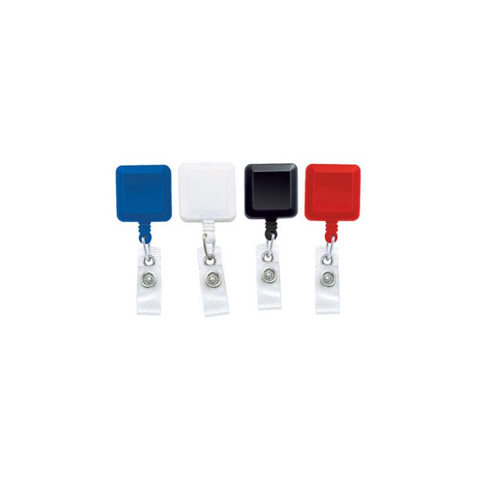 Square Badge Reels - 1.25'' - Belt Clip - Durable Strap 
