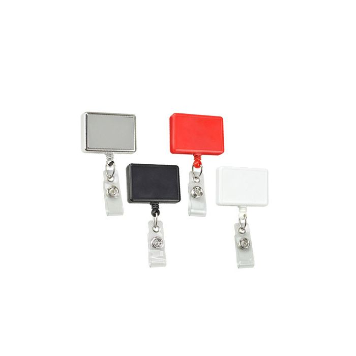 Rectangle Badge Reels - Swivel Style Spring Clip - Clear Strap 