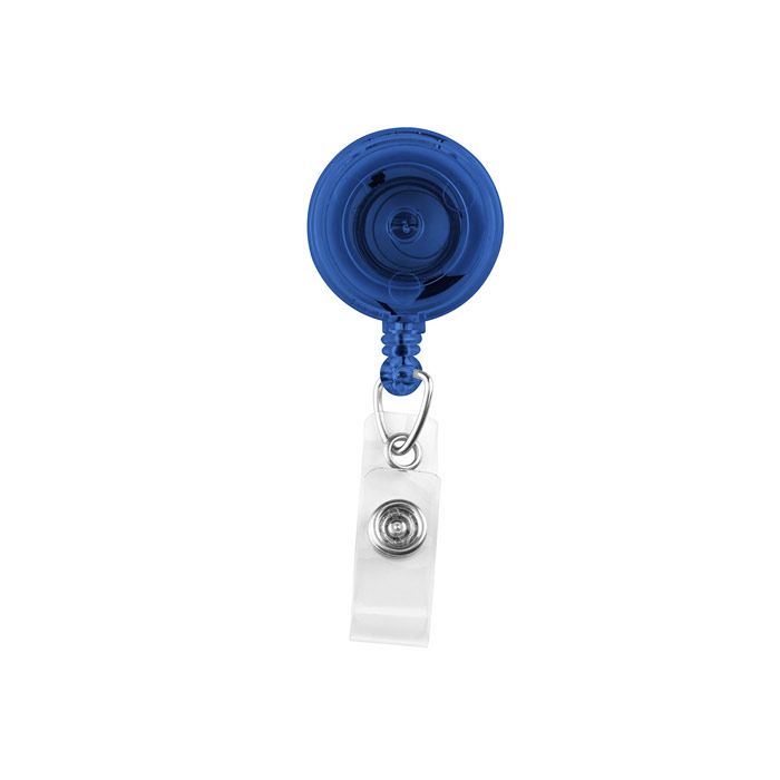 Translucent Badge Reels - Blue - Spring Clip - Clear Strap 