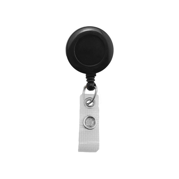 Round Badge Reels - Black - Spring Clip - Durable Strap 
