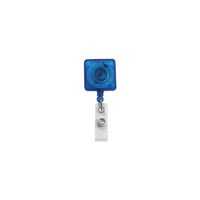 Translucent Square Badge Reels - Spring Clip - Clear Strap 