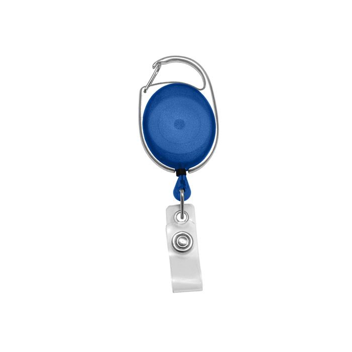 Translucent Carabiner Badge Reels - Blue - Clear Strap 