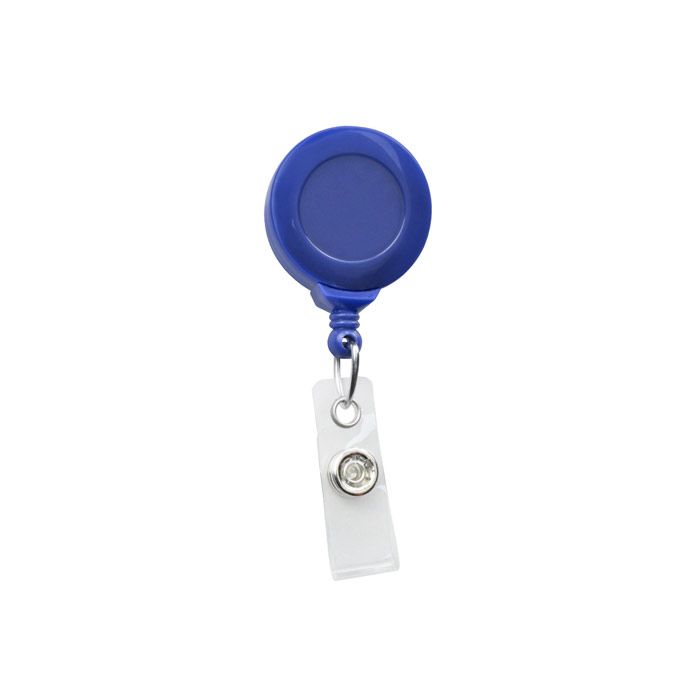 Round Badge Reels - Royal Blue - Swivel Clip - Clear Strap 