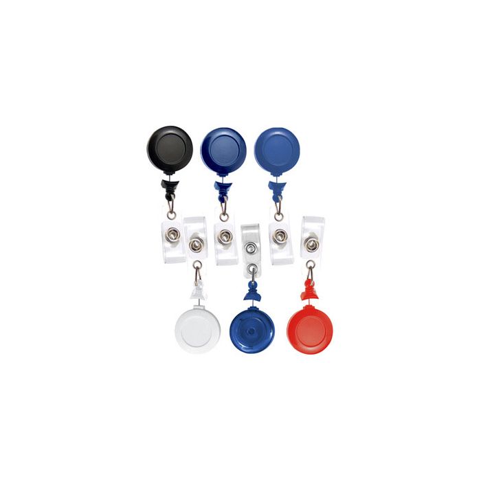 No-Twist Round Badge Reels - 1.25'' - Swivel Spring Clip - Clear Strap 