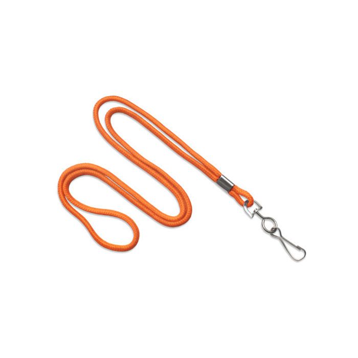 1/8'' Orange Round Braid Lanyard with Swivel Hook 
