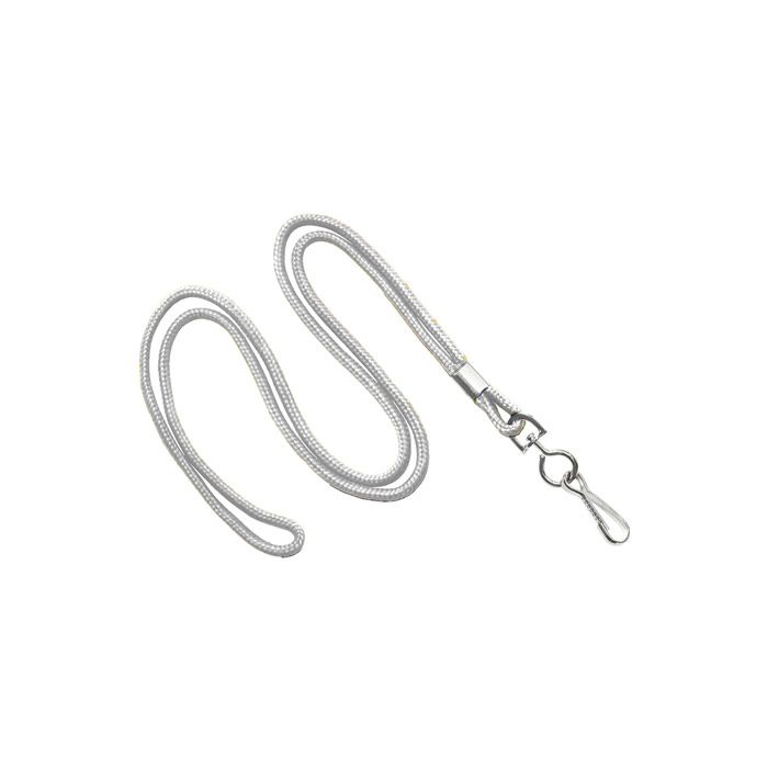 1/8'' White Round Braid Lanyard with Swivel Hook 
