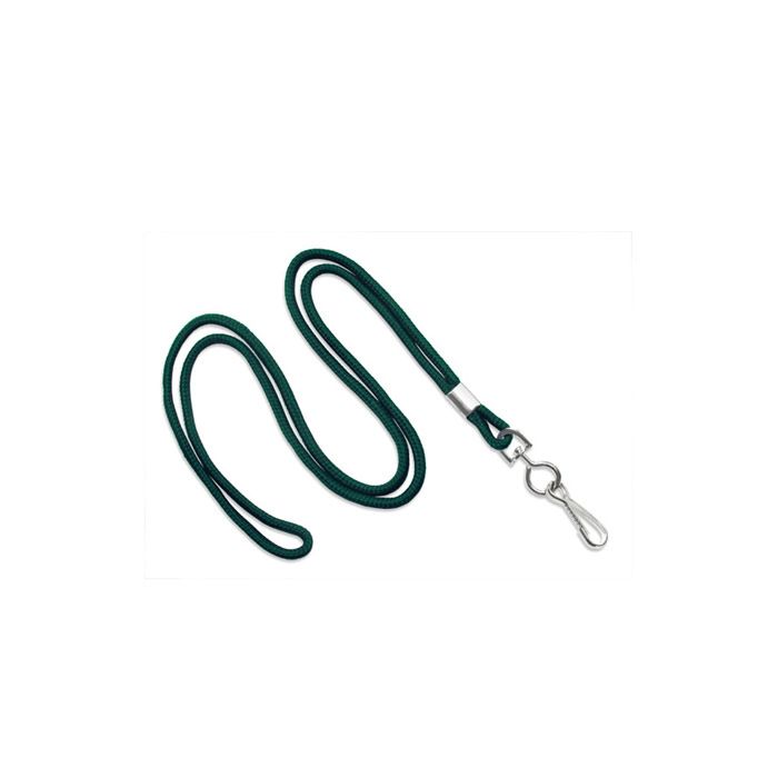 1/8'' Forest Green Round Braid Lanyard with Swivel Hook 