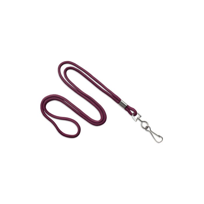 1/8'' Maroon Round Braid Lanyard with Swivel Hook 
