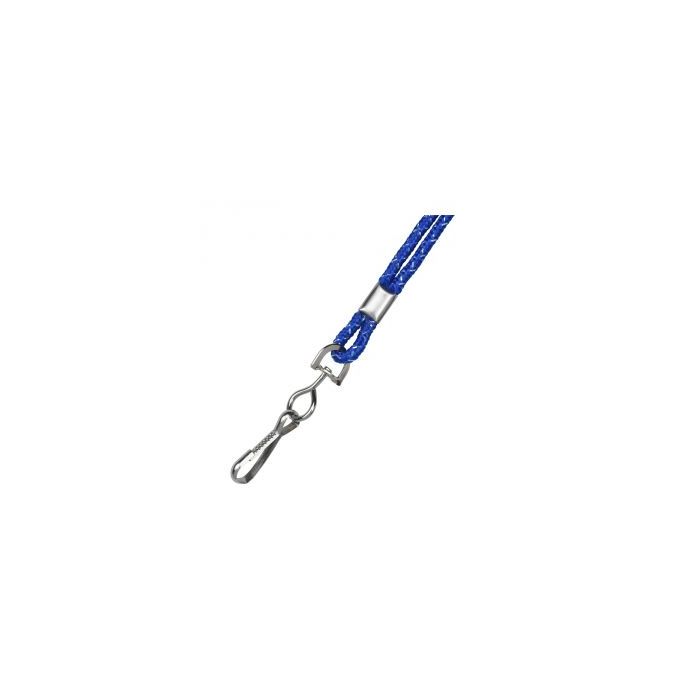 1/8'' Royal Blue Round Metallic Non-Breakaway Lanyard w/ Swivel Hook 