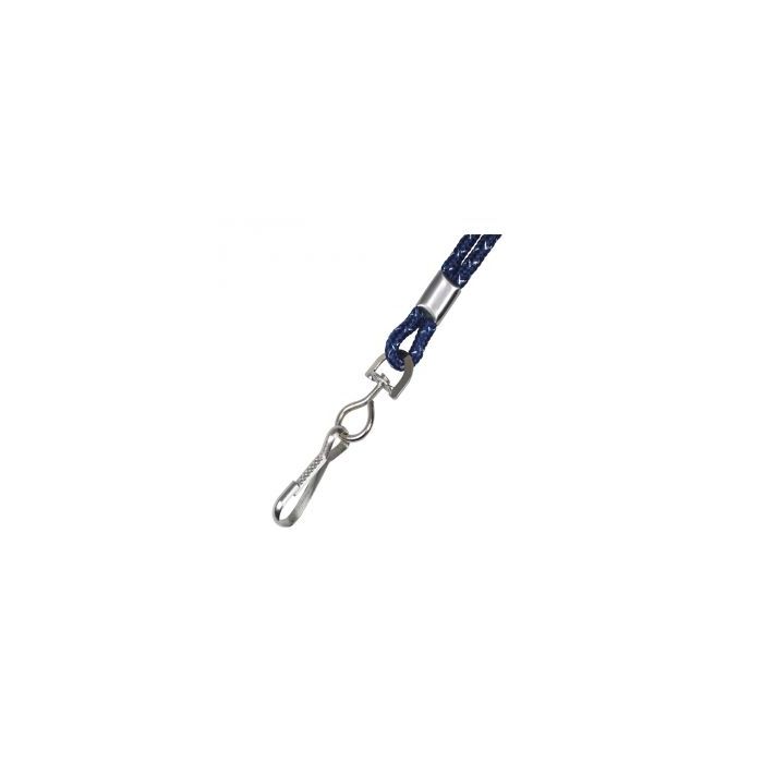 1/8'' Navy Blue Round Metallic Non-Breakaway Lanyard w/ Swivel Hook 