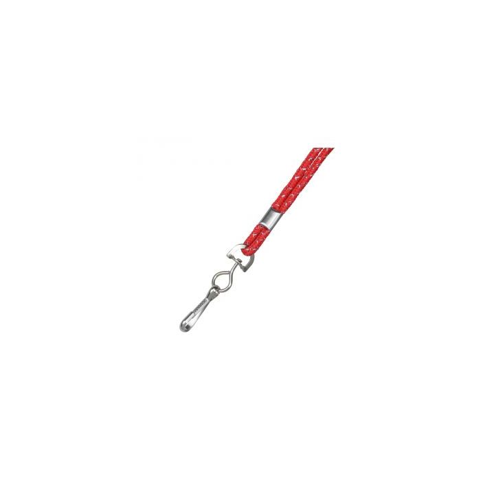 1/8'' Red Round Metallic Non-Breakaway Lanyard w/ Swivel Hook 