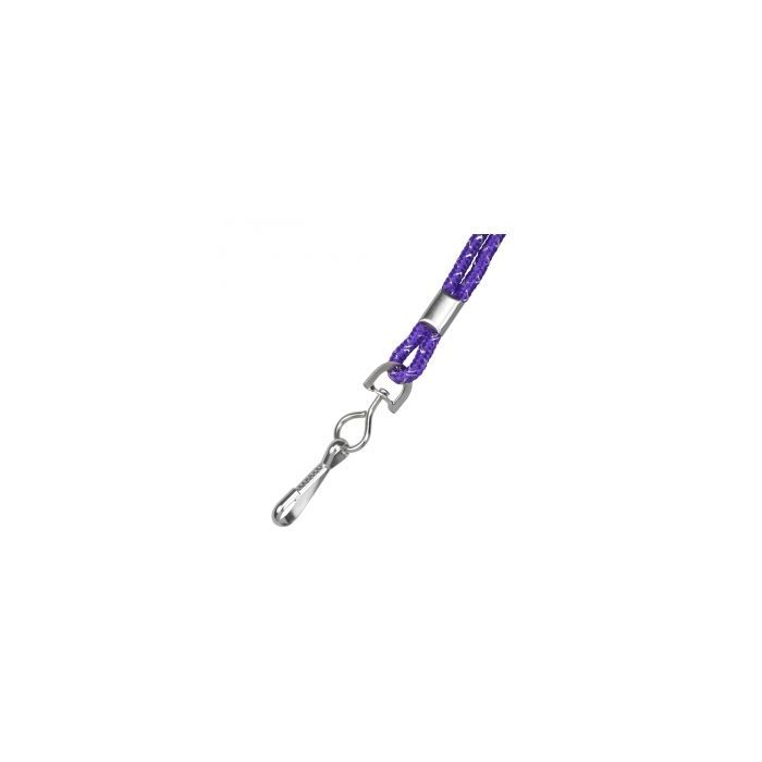 1/8'' Purple Round Metallic Non-Breakaway Lanyard w/ Swivel Hook 