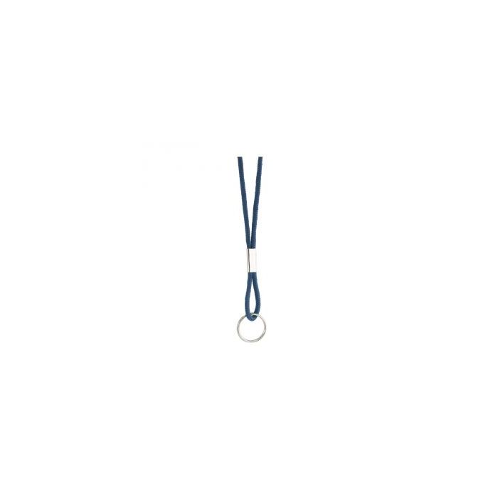 1/8'' Navy Blue Round Braid Lanyard with Split Ring 