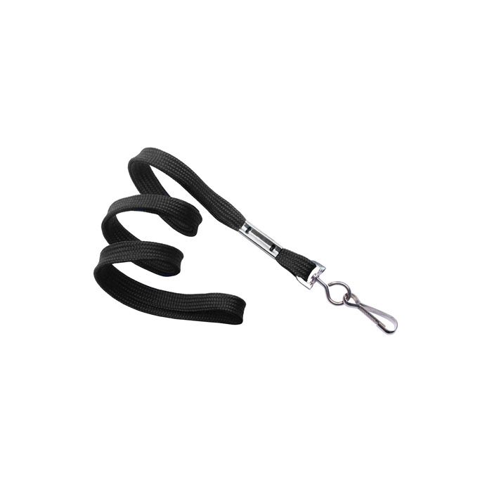 3/8'' Black Flat Braid Lanyard with Swivel Hook 