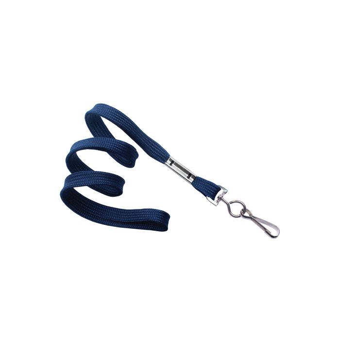 3/8'' Navy Blue Flat Braid Lanyard with Swivel Hook 